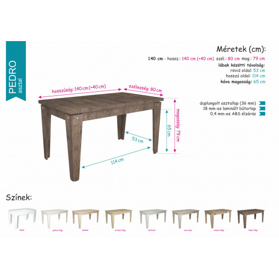 Pedro asztal + 6 db Félix szék