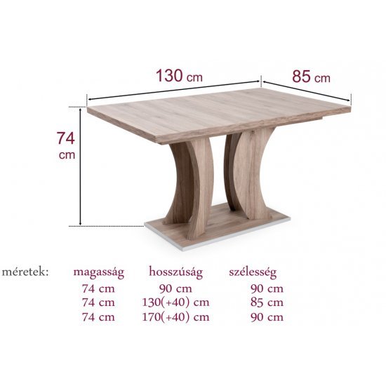 Bella asztal 90 cm