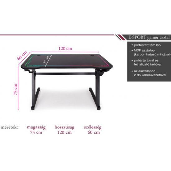 E-SPORT gamer asztal