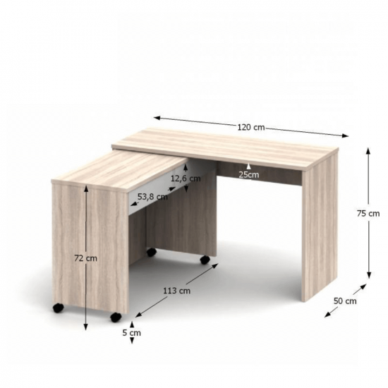VERSAL Nyitható PC asztal fiókokkal, tölgy sonoma/fehér NEW