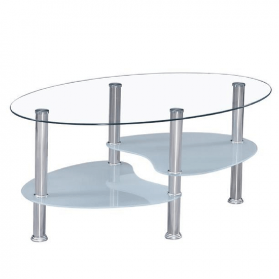 WAVE Dohányzóasztal, acél/átlátszó üveg/tejüveg NEW