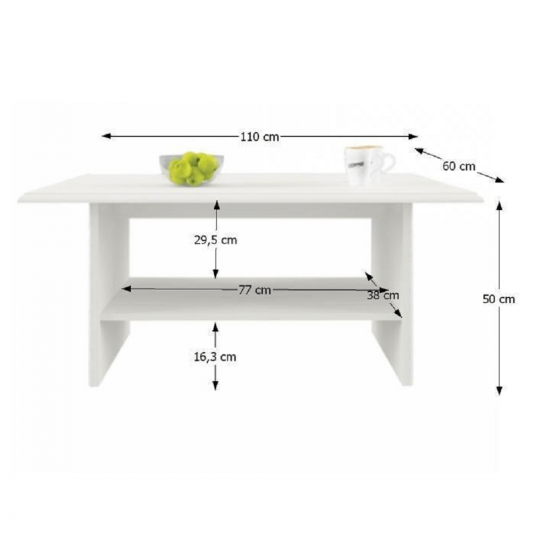 TIFFY Dohányzóasztal 110, DTD laminált, woodline bézs 12