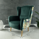 BELEK Dizájnos fotel, anyag, smaragd/minta Jungle