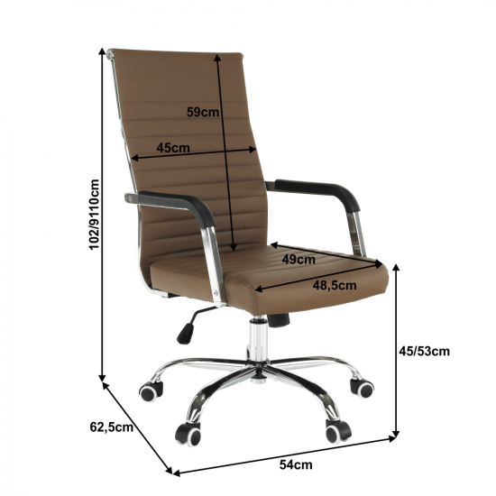 FARAN Irodai szék, textilbőr/fém, taupe/króm