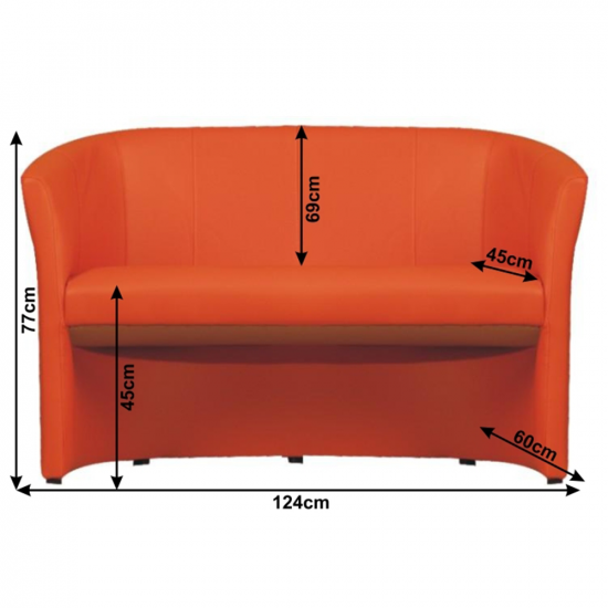 CUBA Klub dupla fotel, narancssárga textilbőr