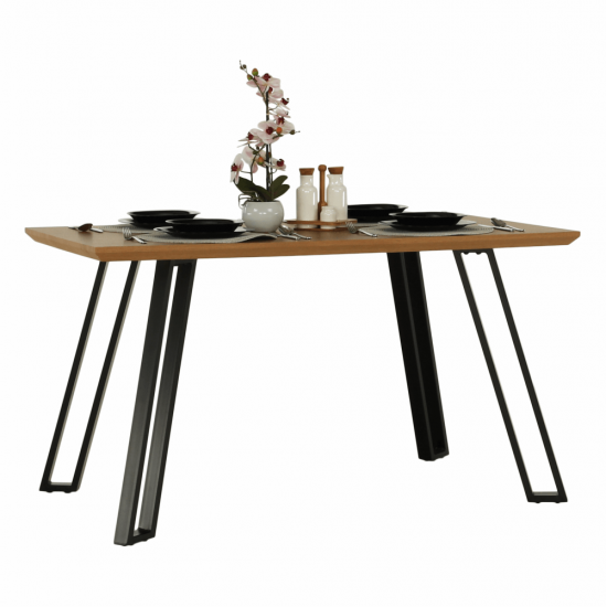 PEDAL Étkezőasztal, tölgy/fekete, 140x83 cm