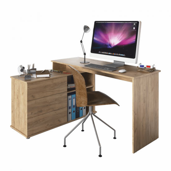 TERINO Univerzális sarok PC asztal, tölgyfa artisan