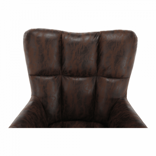 KOMODO Dizájnos pörgő fotel, szövet, csiszolt bőr hatással barna/fekete