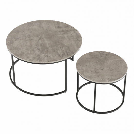 IKLIN Két dohányzóasztal készlet, beton/fekete