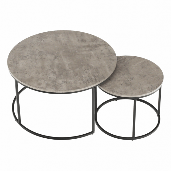IKLIN Két dohányzóasztal készlet, beton/fekete