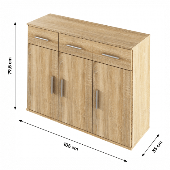 RESITA Komód, tölgyfa sonoma TYP 3