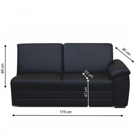 BITER 3-személyes kanapé támasztékkal, textilbőr fekete, jobbos 3 1B