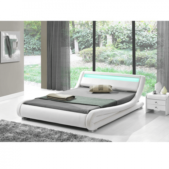 FILIDA Modern ágy RGB LED világítással, fehér, 180x200