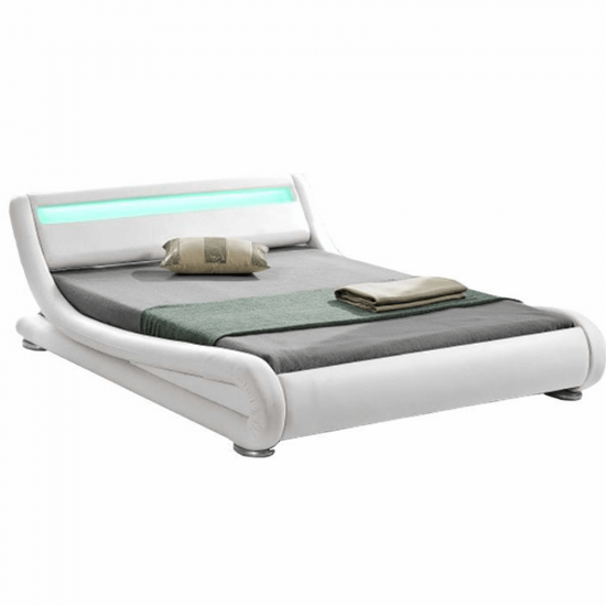 FILIDA Modern ágy RGB LED világítással, fehér, 180x200
