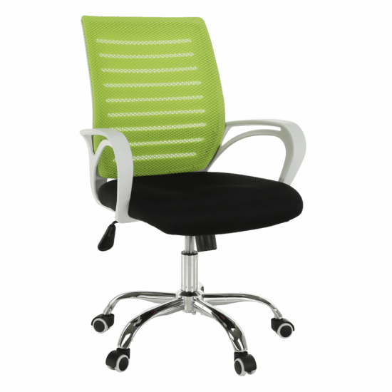 OZELA Irodai szék, zöld/fekete/fehér/króm