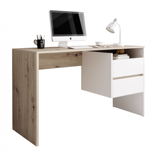 TULIO PC asztal, artisan tölgy/fehér matt