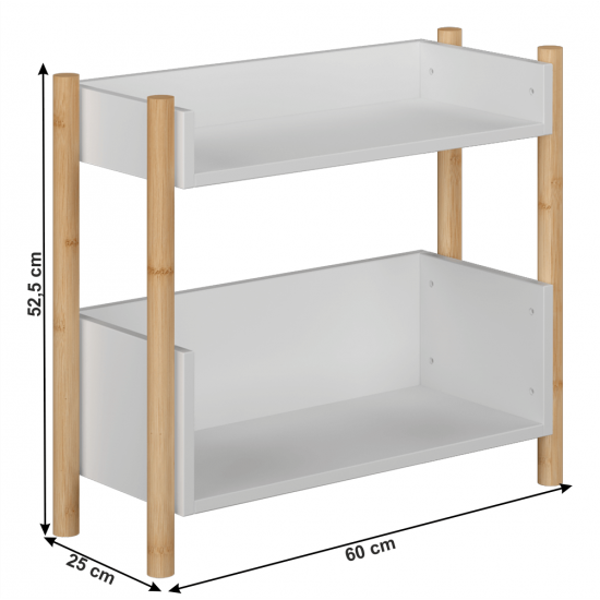 BALTIKA 2 polcos állvány, természetes bambusz/fehér TYP 1
