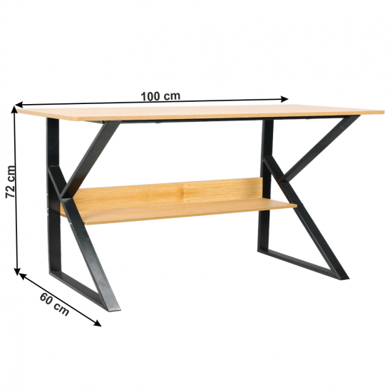 TARCAL Polcos íróasztal, bükkfa/fekete 100