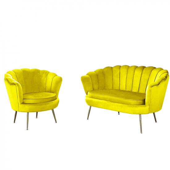 NOBLIN Fotel Art-deco stílusban, mustár színű Velvet anyag/gold chróm-arany