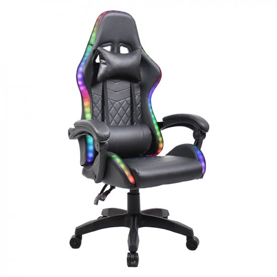 MAFIRO Irodai/gamer szék RGB LED háttérvilágítással, fekete