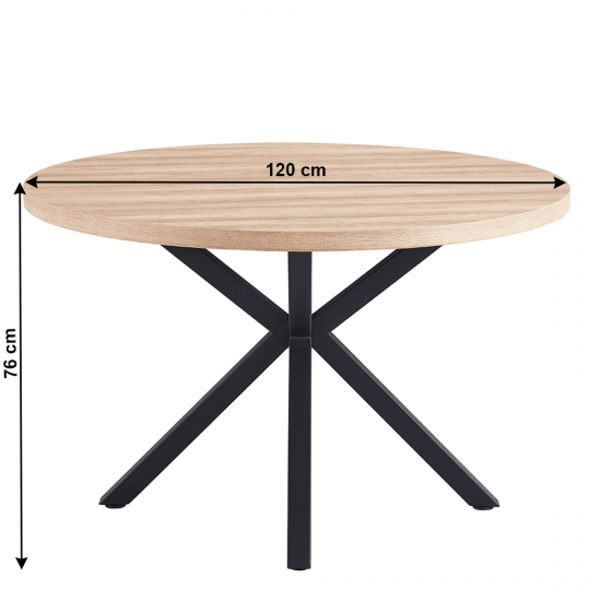 MEDOR Étkezőasztal, sonoma tölgy/fekete, átmérő 120 cm