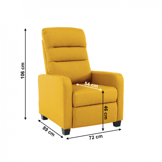 TURNER Relaxáló fotel, sárga