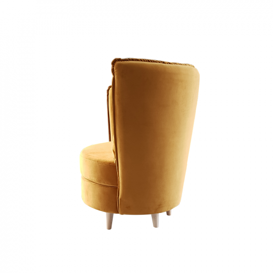 ROUND Fotel Art Deco stílusban, mustár színű Riviera szövet/tölgy NEW