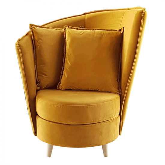 ROUND Fotel Art Deco stílusban, mustár színű Riviera szövet/tölgy NEW