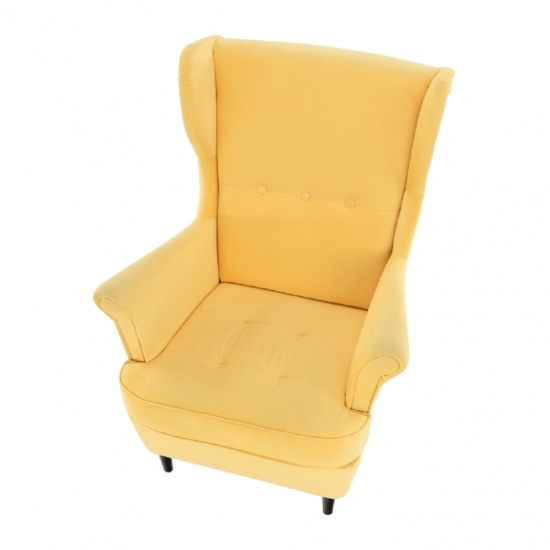 RUFINO Füles fotel, sárga/wenge 2 NEW