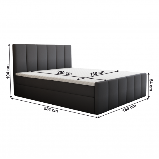 STAR Boxspring ágy, 180x200, szürke