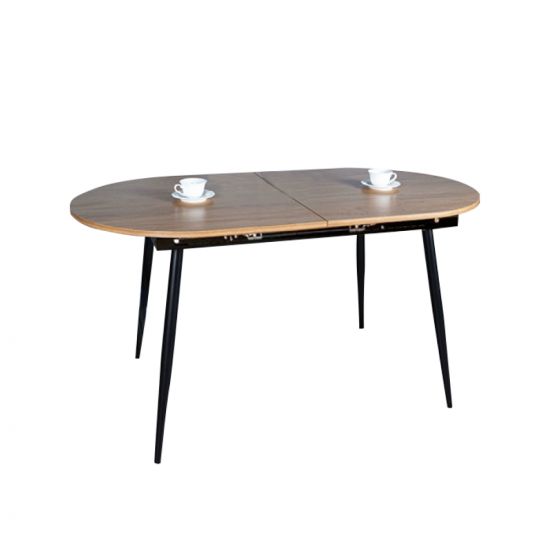 TAMERON Étkezőasztal, széthúzható, tölgy/fekete 150-190x75 cm