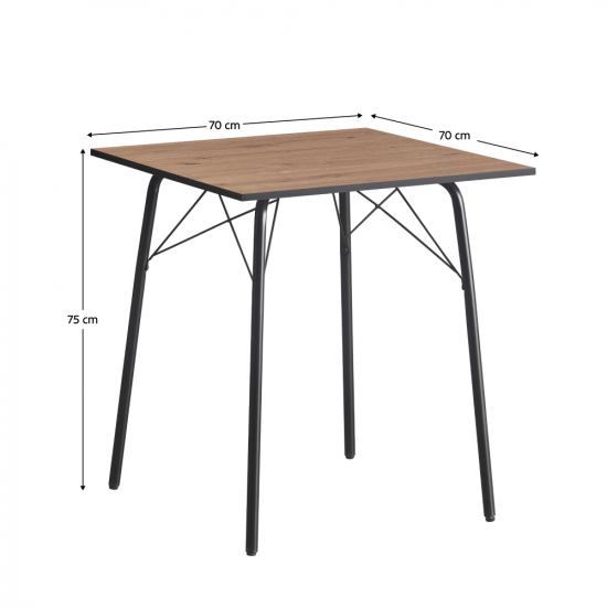 NALAK Étkezőasztal, artisan tölgy/fekete, 70x70x75 cm TYP 1