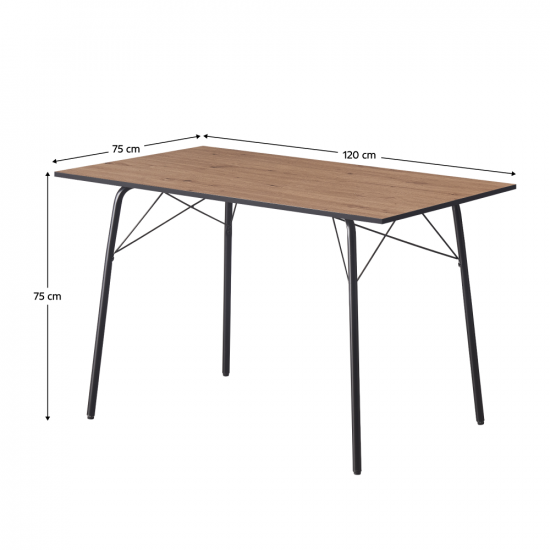 NALAK Étkezőasztal, artisan tölgy/fekete, 120x75x75 cm TYP 2