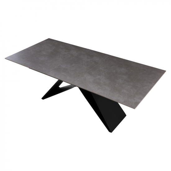 MAJED Kihúzható étkezőasztal, beton/fekete, 160-200x90 cm