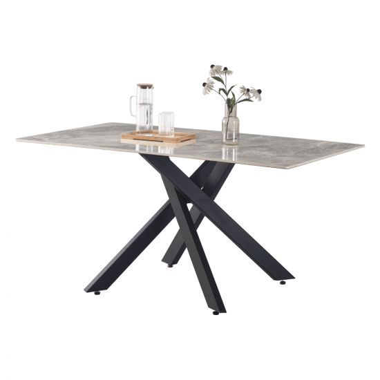 ZENOS Étkezőasztal, világosszürke/fekete, 160x90 cm
