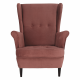 RUFINO Füles fotel, vén rózsaszín/dió 3 NEW