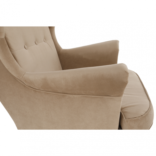 RUFINO Füles fotel, arany-bézs/dió 3 NEW