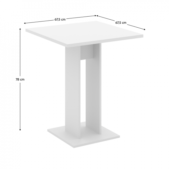 EVERET Étkezőasztal, fehér, 67,5x67,5 cm