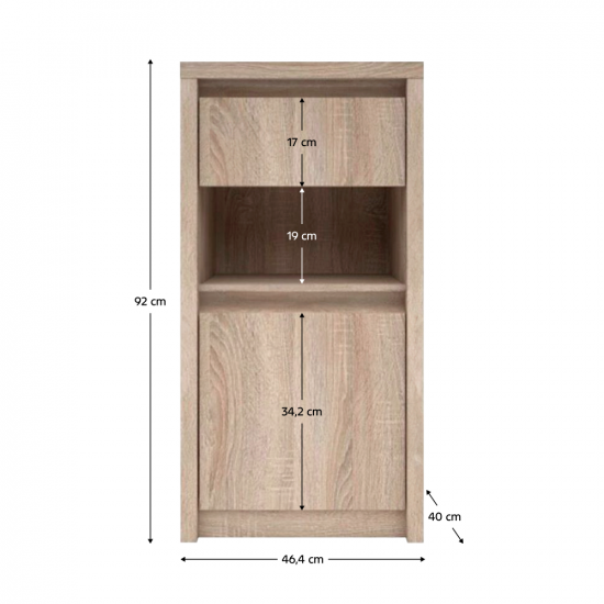 NORTY Komód 1D1S, sonoma tölgy TYP 24