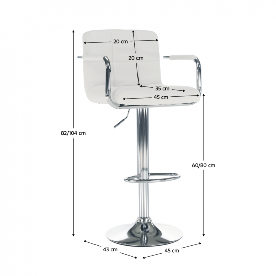 LEORA Bárszék, fehér textilbőr/króm 3 NEW