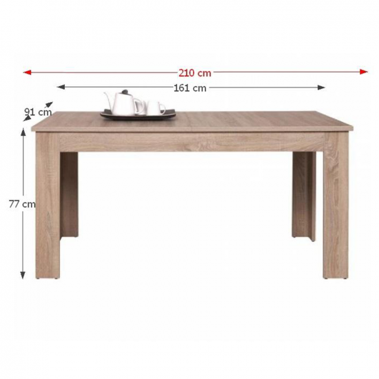 GRAND Kinyitható asztal typ 12, sonoma tölgy, 161-210x77 cm