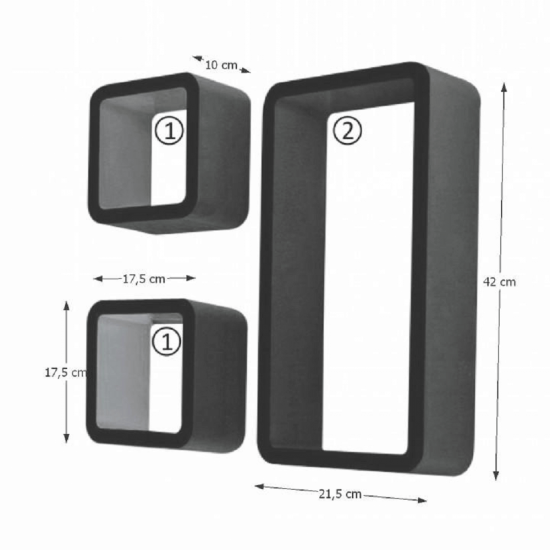 TRIX Polc, 3 db, fekete FY 7493