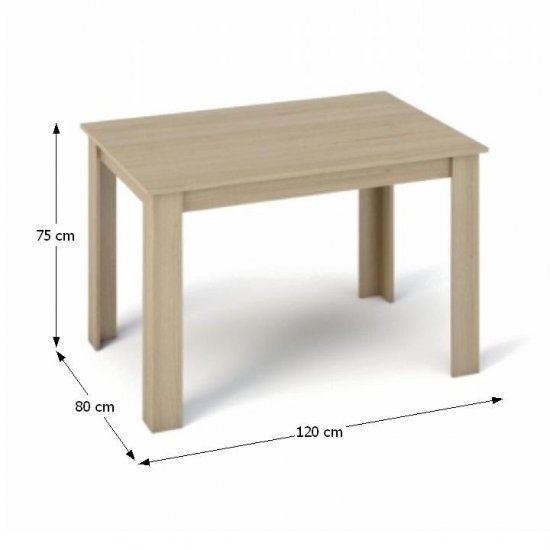KRAZ Étkezőasztal, tölgy sonoma, 120x80 cm