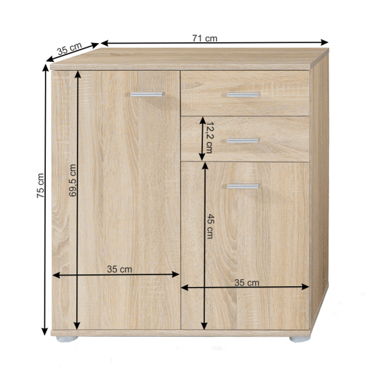 TAMPA Komód, tölgy sonoma 2-2T2S