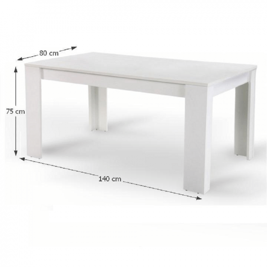 TOMY Étkezőasztal, fehér, 140x80 cm NEW