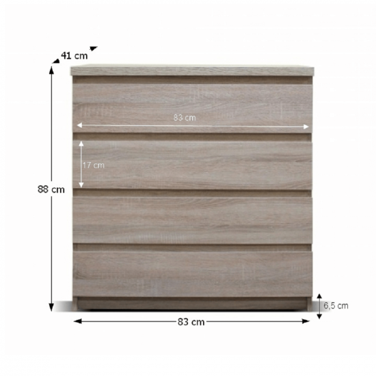 PANAMA Komód, 4- fiókos, tölgyfa sonoma TYP 05
