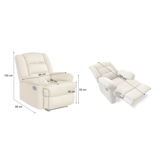 Fekvőfotel, relax fotelágy dönthető háttámlával, lábtartóval bézs (8002-BEIGE)