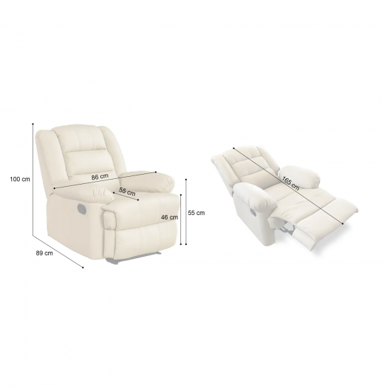 Fekvőfotel, relax fotelágy elektromosan dönthető háttámlával, lábtartóval bézs szövet (8002-ELEC-FAB-BEIGE)
