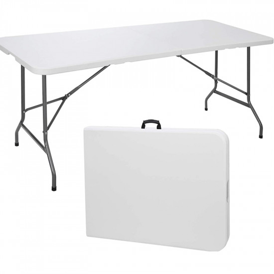 Összecsukható kemping asztal, kerti asztal 152x74x74cm fehér (KL-Z152A)