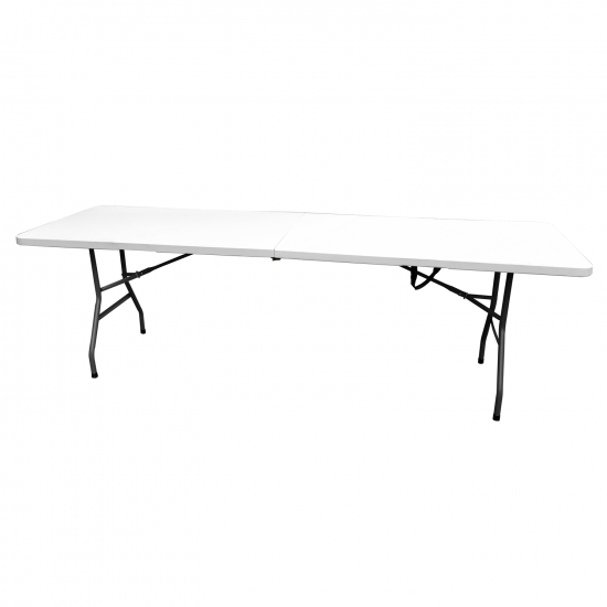 Összecsukható 240x74x74cm kemping asztal, kerti asztal fehér (KL-Z240A)